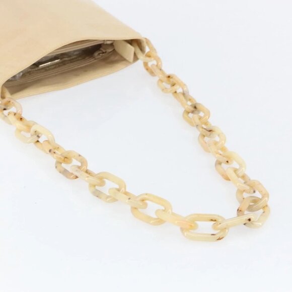 PRADA Chain Shoulder Bag Leather Beige Silver Auth 153137 - Picture 8 of 16